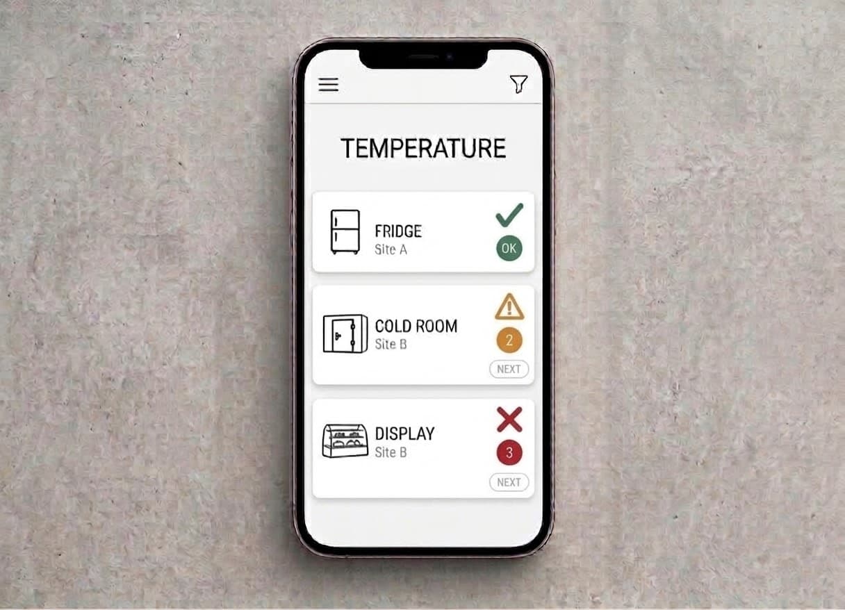 restaurant temperature check app screenshot